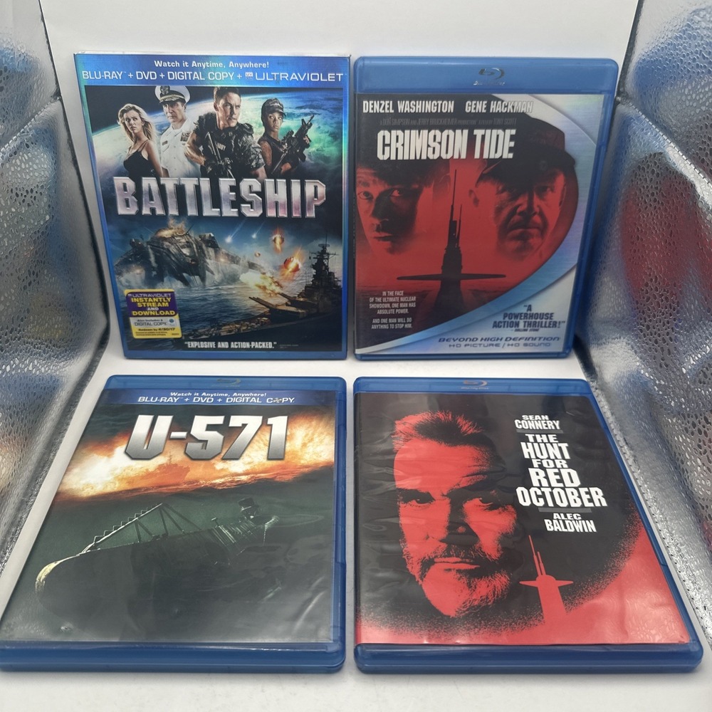 Crimson Tide Hunt For Red October Battleship U-571 Blu-ray LOT Bundle